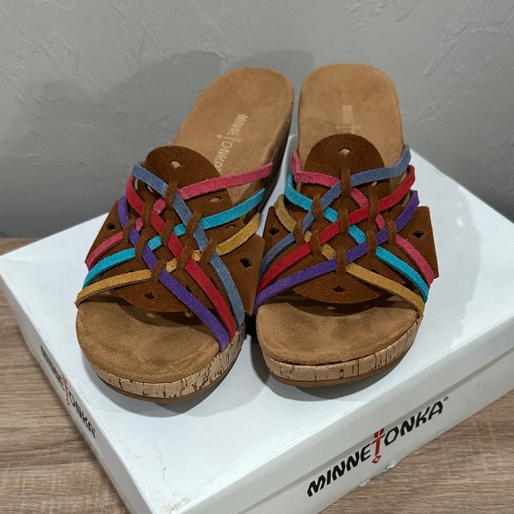 Minnetonka Women's Colorful Woven Mules